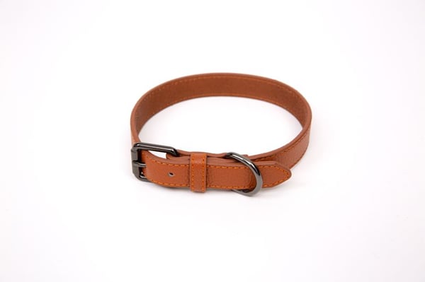 Paw Love - Halsbånd læder hund (Medium) - Cognac