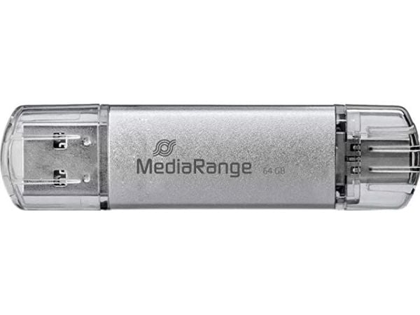 MediaRange combo - USB flash-enhet - 64 GB - USB 3.1 / USB-C - silver