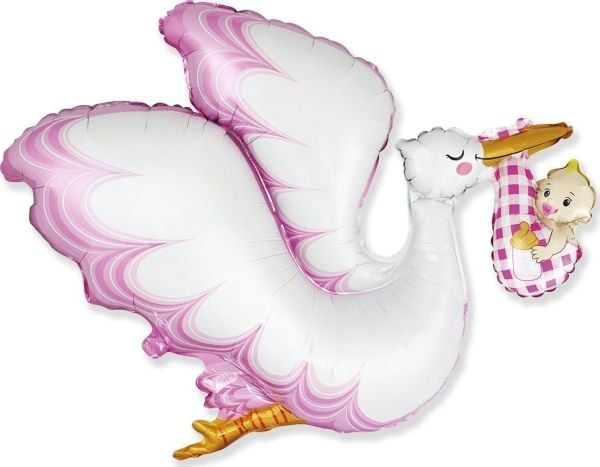 Foil Balloon 24" FX BabyGirl Stork B901825 11747