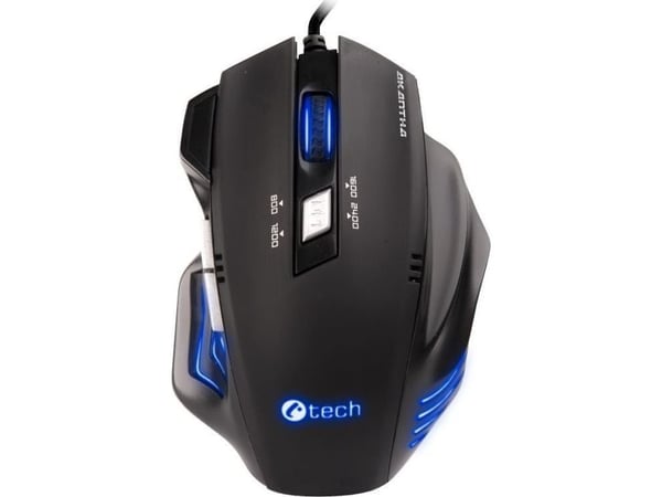 C-TECH MYSCT3221, Høyre hendt, Optisk, USB Type-A, 2400 DPI, Svart, Blå