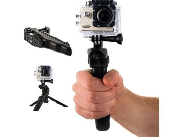Hurtel feste med ministatativ for actionkameraer GoPro SJCAM svart universell