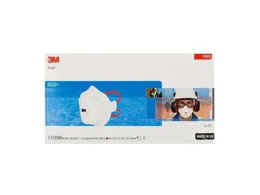 3M Atemschutzmaske 9332+, Platt vikt, FFP3, Vit, En storlek, Vuxen - 1 stk.