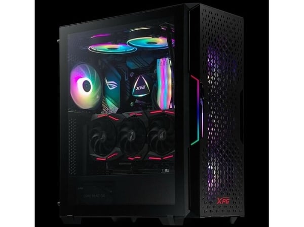 XPG Starker AIR - Mid tower - ATX - sidepanel med vindu (herdet glass) - ingen strømforsyning (ATX) - svart - USB/lyd