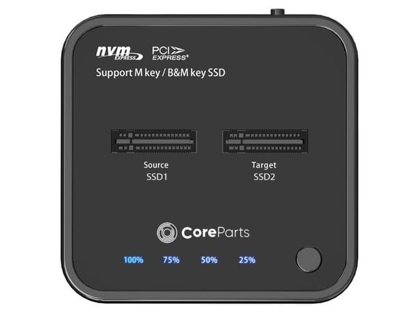 CoreParts MS-CLONER-NVME, SSD, M.2, USB 3.2 Gen 2 (3.1 Gen 2) Type-C, 10 Gbit/s, musta, muovi