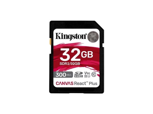 Kingston Canvas React Plus - Flashminnekort - 32 GB - Video Class V90 / UHS-II U3 / Class10 - SDXC UHS-II