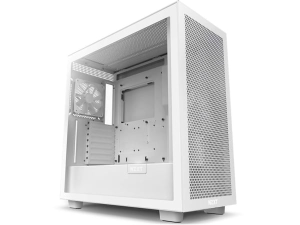 NZXT H7 Flow - Miditower - ATX - Herdet glass - Ingen strømforsyning - Hvit - USB / lyd