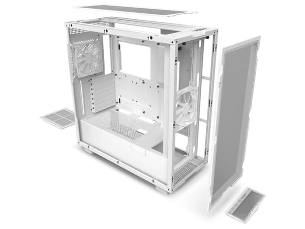 NZXT H7 Flow - Miditower - ATX - Herdet glass - Ingen strømforsyning - Hvit - USB / lyd