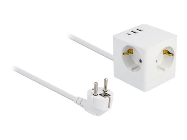 DeLOCK 11497, CEE 7/3 + USB, Valkoinen, 250 V, 16 A, 50 Hz, 3680 W