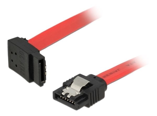 Delock - SATA-kabel - Serial ATA 150/300/600 - SATA (hann) til SATA (hann) - 50 cm - låst, venstrevinklet kontakt - rød