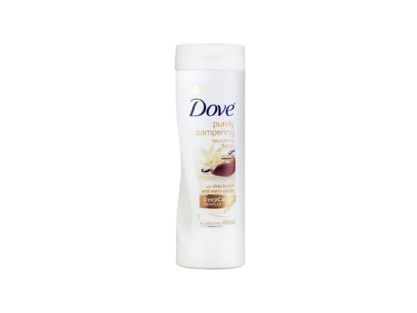 Dove Purely Pampering nærende lotion med duft av sheasmør og vanilje, 400 ml