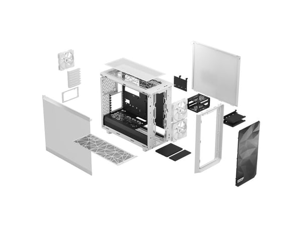 Fractal Design Meshify 2 Lite - Tower - utvidet ATX (E-ATX) - sidepanel med vindu (herdet glass) - ingen strømforsyning (ATX) - hvit TG-klar farget...