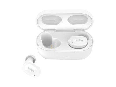 Belkin SoundForm Play - True wireless-hodetelefoner med mikrofon - i øret - Bluetooth - aktiv støydemping - skyfarge
