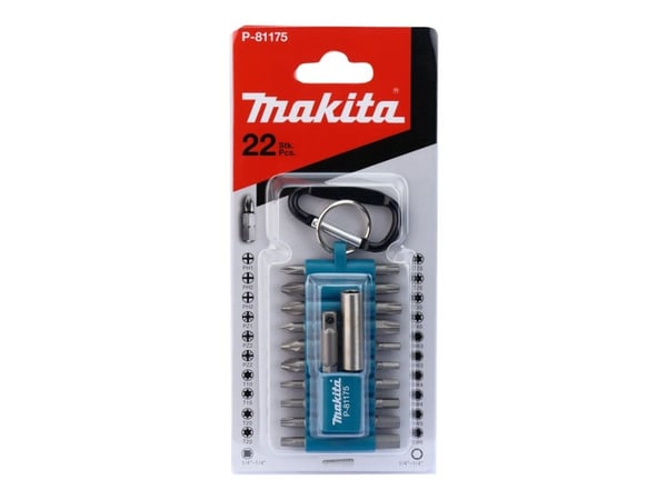 Makita - Spissett for skrutrekker - 22 deler - phillips, pozidriv, torx, hex - lengde: 25 mm