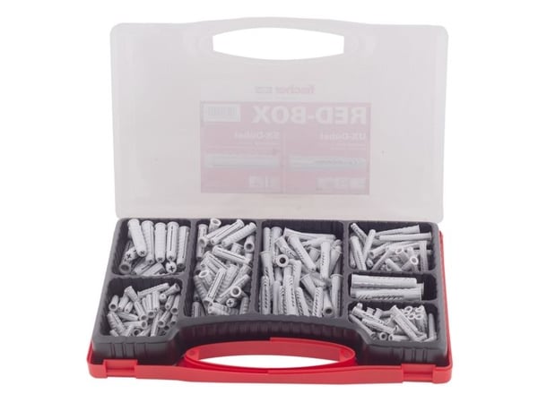 Fischer UX/SX, Skrue- og veggpluggsett, Betong, Plastikk, Grå, 290 stykker, Boks