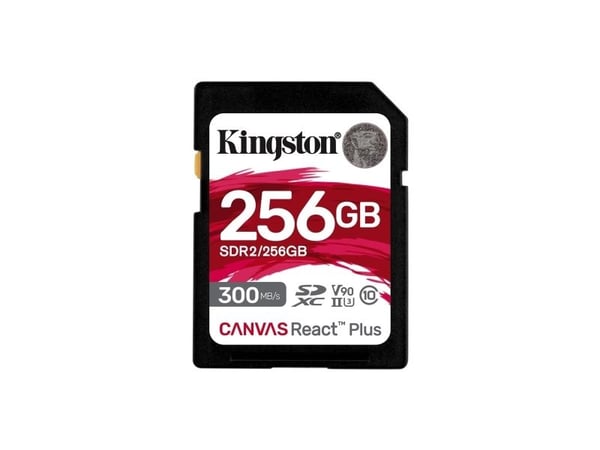 Kingston Canvas React Plus - Flashminnekort - 256 GB - Video Class V90 / UHS-II U3 / Class10 - SDXC UHS-II
