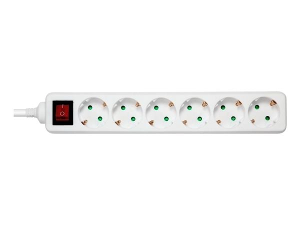 Deltaco GT-0652, 5 m, 6 AC-pistorasia(a), Sisätila, Valkoinen, FSC - certified packaging Tested and certified by Intertek, 250 V