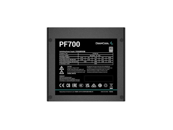 Deepcool PF 700 - Strømforsyning (intern) - ATX12V 2.4 - 80 PLUS - AC 100-240 V - 700 watt - aktiv PFC - Europa - svart