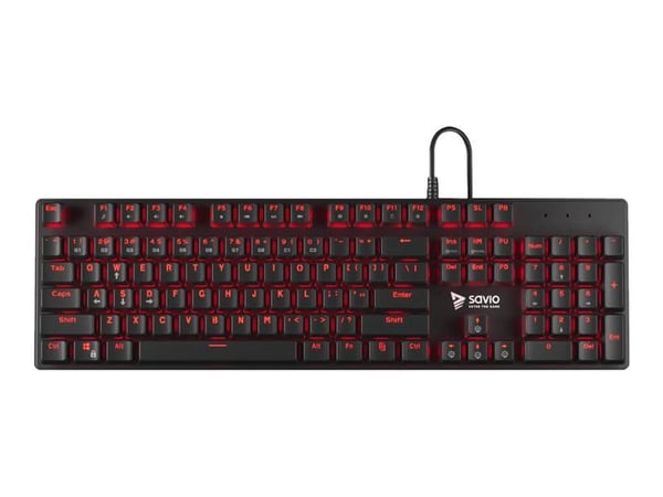 SAVIO Tempest RX FULL - Näppäimistö - bagbelyst - USB - Key contact: Outemu Red