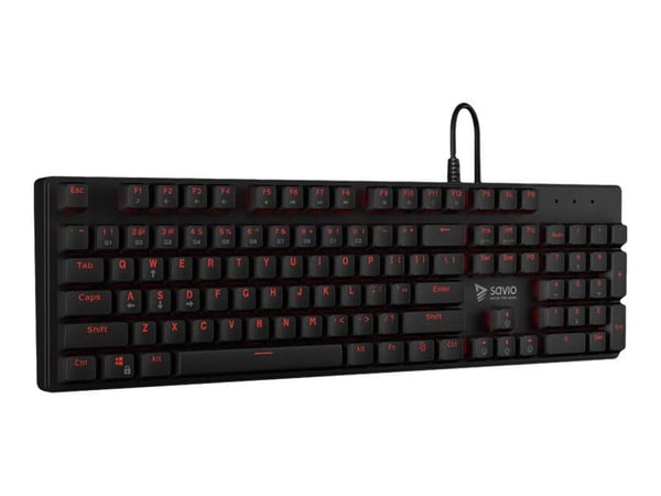 SAVIO Tempest RX FULL - Näppäimistö - bagbelyst - USB - Key contact: Outemu Red