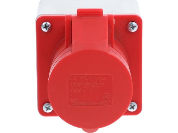 PCE Panel socket with surface-mounted box 16A 4P 400V without glands 80014-6