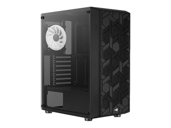 AeroCool Hive FRGB - Tempered Glass Edition - mid tower - ATX - sidepanel med vindu (herdet glass) - ingen strømforsyning (ATX) - svart - USB/lyd