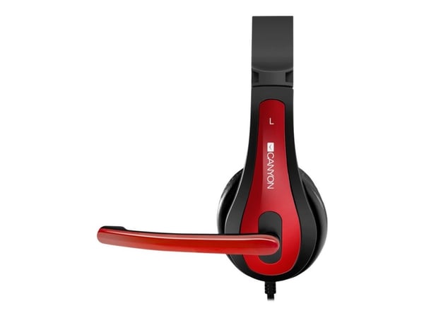 Canyon HSC-1 - Hodesett - full størrelse - kablet - 3,5 mm jakk - sort / rød