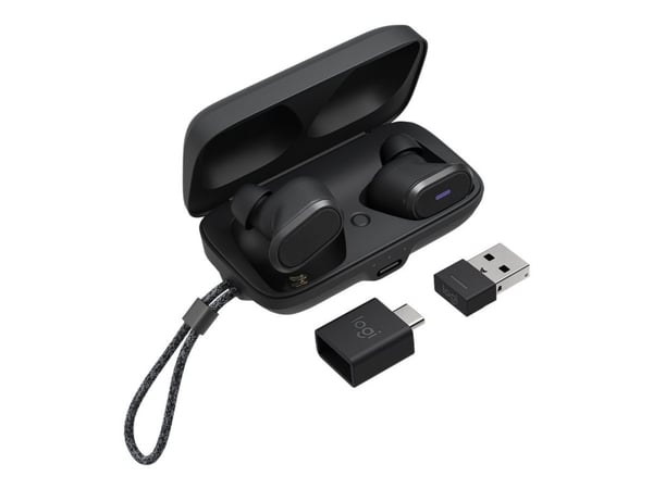 Logitech Zone True Wireless - True wireless-hodetelefoner med mikrofon - i øret - Bluetooth - aktiv støydemping - grafitt