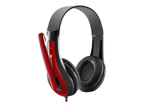 Canyon HSC-1 - Hodesett - full størrelse - kablet - 3,5 mm jakk - sort / rød