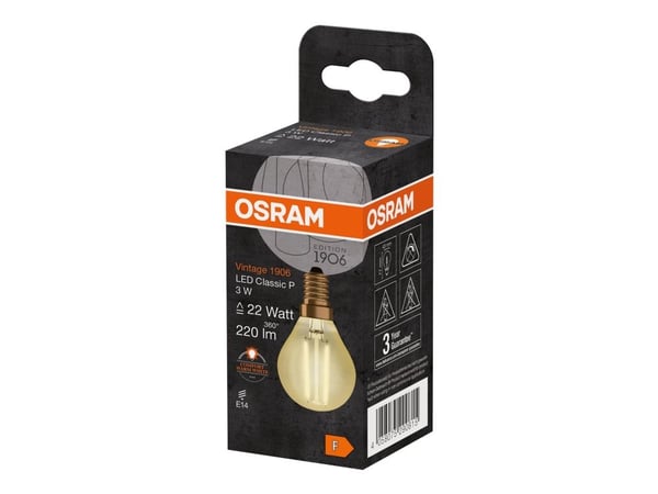 OSRAM Vintage 1906 ST CLAS P - LED-filamentlyspære - form: P45 - klar finish - E14 - 2.5 W (ekvivalent 22 W) - klasse F - varmt hvitt lys - 2400 K