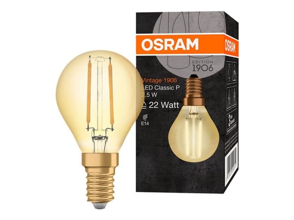 OSRAM Vintage 1906 ST CLAS P - LED hehkulamppu - muoto: P45 - kirkas viimeistely - E14 - 2,5 W (vastaa 22 W) - luokka F - lämmin valkoinen valo - 2...