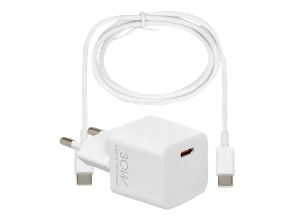 iBOX C-38CW - Strømadapter - 30 watt - 3 A - PD 3.0, QC 3.0, QC 4.0 (USB-C) - på kabel: USB-C