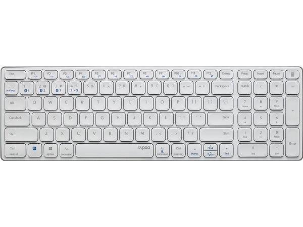 Rapoo RAPOO Keyboard MULTIMODE E9700M BLADE WIRELESS KEYBOARD, 2.4GHz/BT 5.0/BT 3.0 WHITE