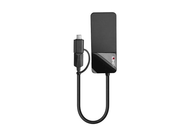 Lindy 43354, USB 3.2 Gen 1 (3.1 Gen 1) Type-A + Type-C, Musta, 60 Hz, HDMI, VGA, Muovi, USB