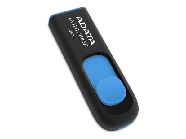 ADATA DashDrive UV128 - USB-minnepinne - 64 GB - USB 3.0 - sort, blå