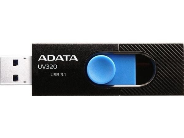 ADATA UV320, 128 GB, USB A-tyyppi, 3.2 Gen 1 (3.1 Gen 1), Liuku, 7,9 g, Musta, Sininen