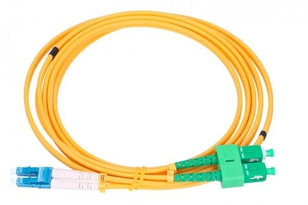 Extralink - Koblingskabel - SC/APC-enkeltmodus (hann) til LC/UPC-enkeltmodus (hann) - 1 m - 3 mm - fiberoptisk - dupleks - G.657.A1