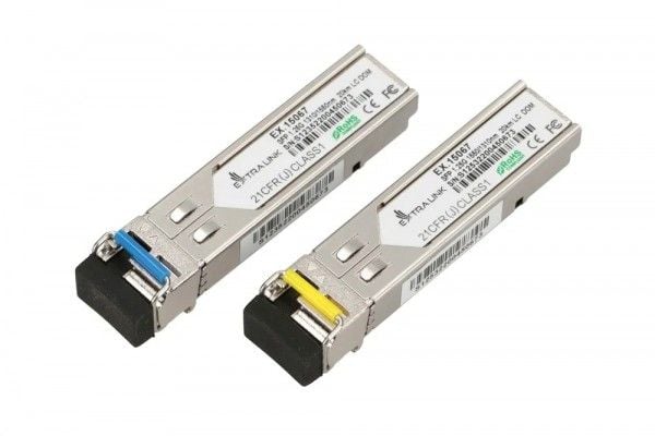 Extralink - SFP (mini-GBIC) transceivermodul - WDM - LC-enkeltmodus - opp til 20 km - 1310 nm / 1550 nm (en pakke 2)