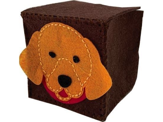 Brun filt-boks hund filtstrikking Brun filt-boks hund filtstrikking