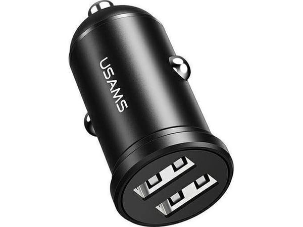USAMS US-CC114 2xUSB-A 2,4A billaddare - svart