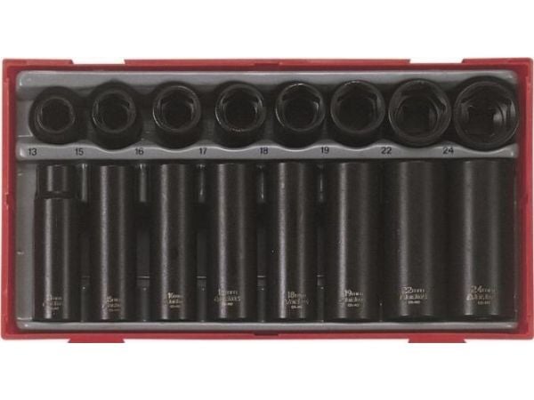 Teng Tools 16-delars hylsats med fyrkantsgrepp 1/2"