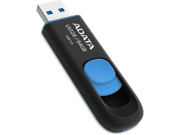 ADATA DashDrive UV128 - USB-minnepinne - 64 GB - USB 3.0 - sort, blå
