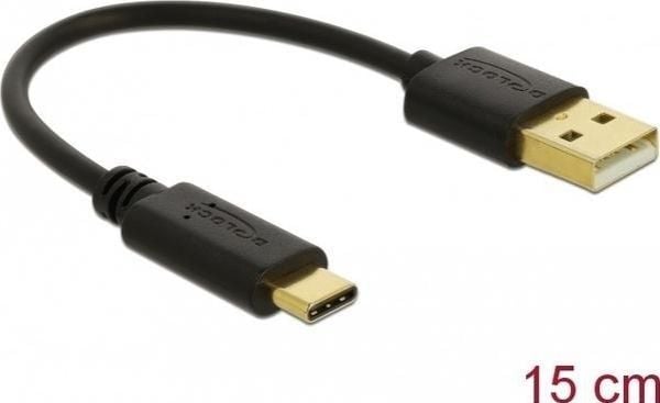 Delock - USB-adapter - USB (hann) til USB-C (hann) - 3 A - 15 cm - svart