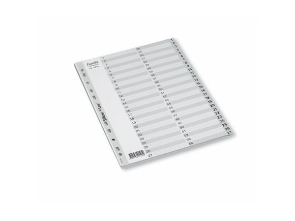 Register, Bantex Basic-line, plast, A4, grå, 1-54