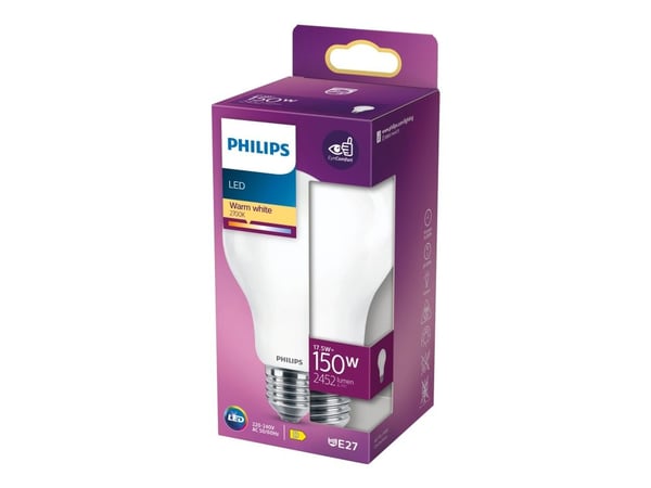 Philips - LED-filamentlyspære - form: A67 - mattslipt finish - E27 - 17.5 W (ekvivalent 150 W) - klasse A++ - varmt hvitt lys - 2700 K