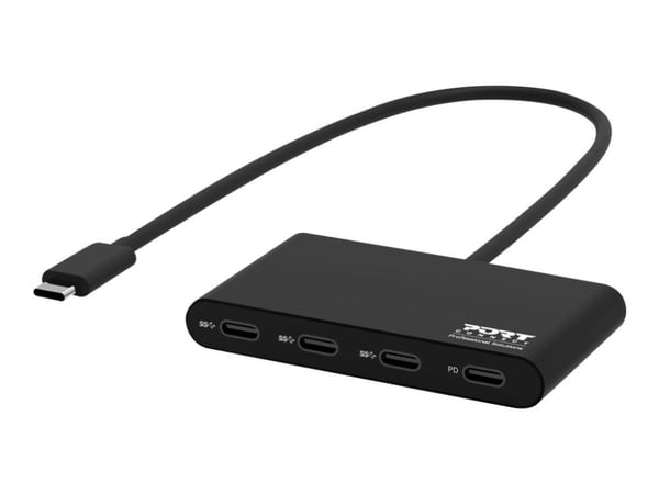 PORT Connect - Hubb - 3 x USB-C + 1 x USB-C (strömleverans) - skrivbordsmodell