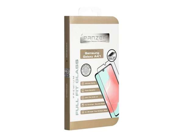 Panzer Premium Full-Fit - Skjermbeskyttelse for mobiltelefon - glass - rammefarge svart - for Samsung Galaxy A41