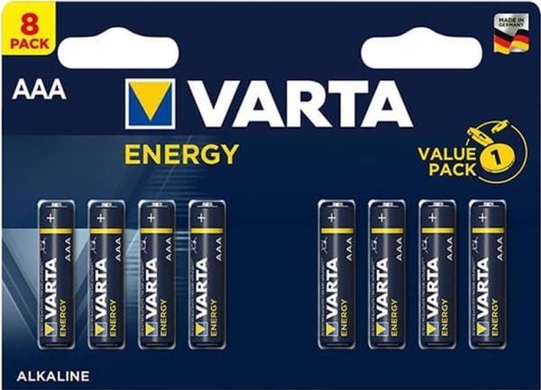 Varta BV-Energy 8 AAA, Kertakäyttöinen akku, AAA, Alkali, 8 kpl, Sininen, Keltainen, Lieriömäinen