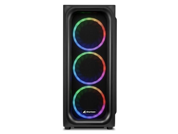 Sharkoon TK5M RGB - ATX-boks - sidepanel med vindu (herdet glass) - ingen strømforsyning - USB/lyd