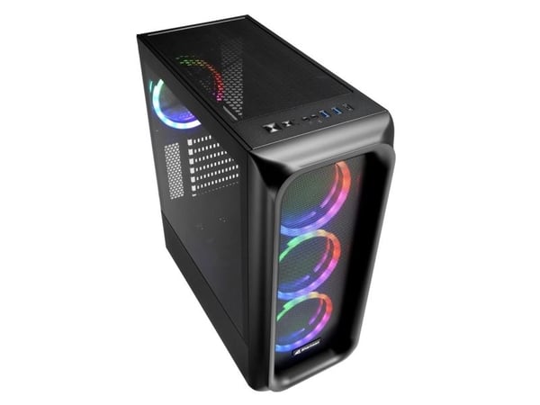Sharkoon TK5M RGB - ATX-boks - sidepanel med vindu (herdet glass) - ingen strømforsyning - USB/lyd