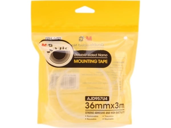 M&G monteringsbånd Nano Tape dobbeltsidig transparent 36 mm 3 m MG
